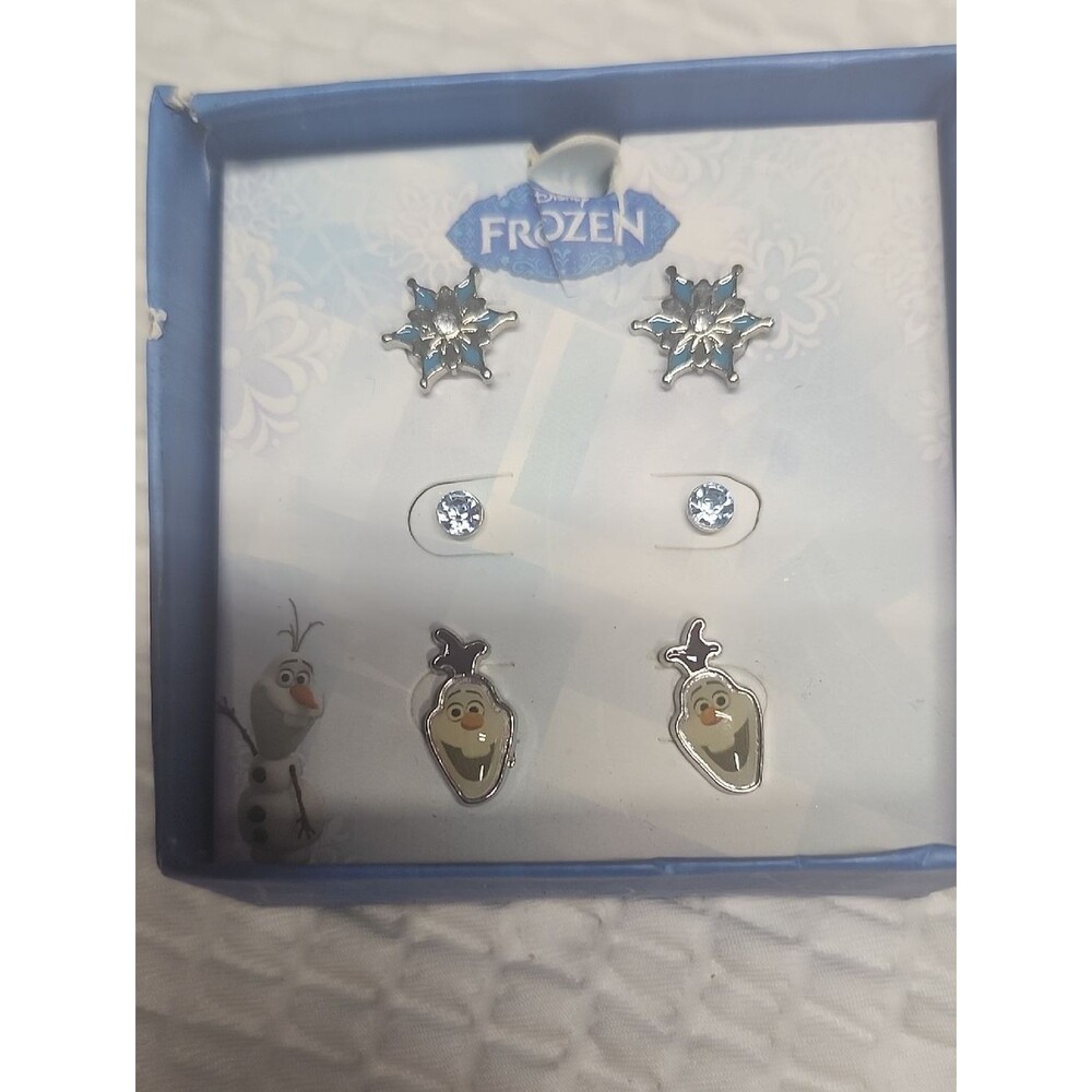 Disney Frozen Olaf Silver-Tone Earring Set - Blue and Silver